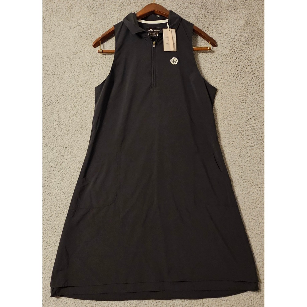 Peter Millar Womens Black Sleeveless Golf Dress Carner UPF 50+ Quarter Zip Med